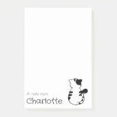 Post-it® Nom de chat de dessin animé noir blanc mignon (Devant)