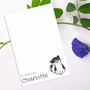 Post-it® Nom de chat de dessin animé noir et blanc mignon