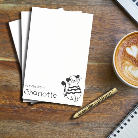 Post-it® Nom de chat de dessin animé noir et blanc mignon