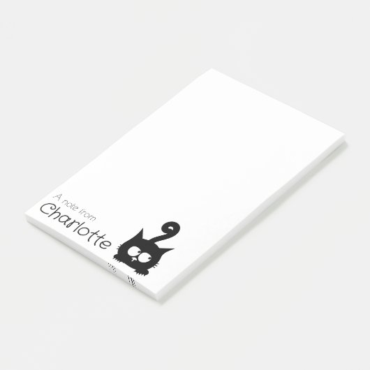 Post-it® Nom de chat de dessin animé noir mignon (Incliné)