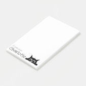 Post-it® Nom de chat de dessin animé noir mignon (Incliné)