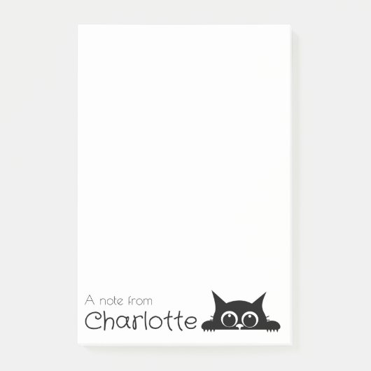 Post-it® Nom de chat de dessin animé noir mignon (Devant)