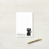 Post-it® Nom de chat de dessin animé noir mignon (Sur un bureau)