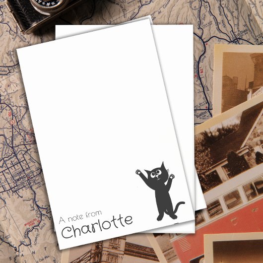 Post-it® Nom de chat de dessin animé noir mignon