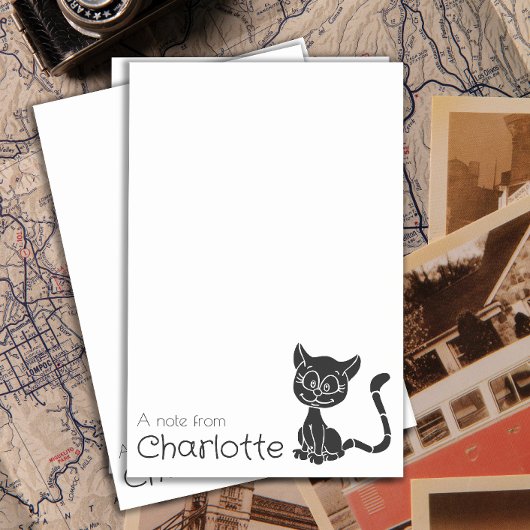 Post-it® Nom de chat de dessin animé noir mignon