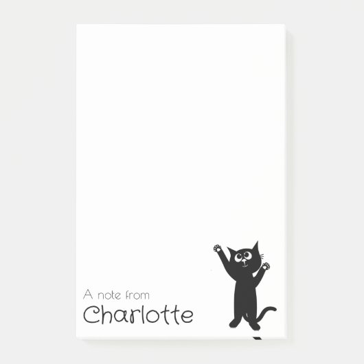 Post-it® Nom de chat de dessin animé noir mignon (Devant)