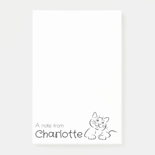 Post-it® Nom de chat de dessin animé noir mignon (Devant)