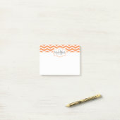 Post-it® Nom de Chevron blanc orange frais Monogramme (Sur un bureau)