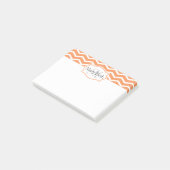 Post-it® Nom de Chevron blanc orange frais Monogramme (Incliné)