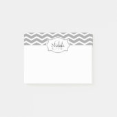 Post-it® Nom de Chevron gris et blanc Monogramme (Devant)
