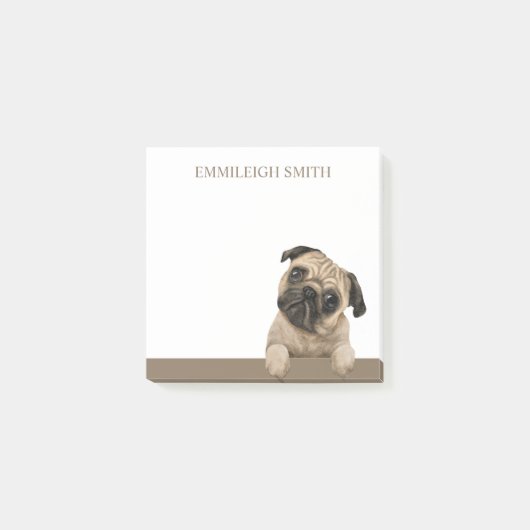 Post-it® Nom de chien Pug mignon personnalisé (Devant)