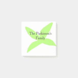 Post-it® Nom de famille pastel abstrait feuille verte rétro