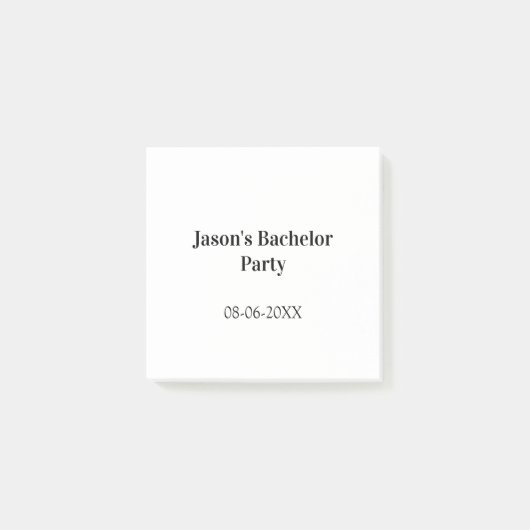 Post-it® Nom de la fête de célibataire date simple minimal  (Devant)