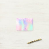 Post-it® Nom de la parties scintillant violet rose holograp (Sur un bureau)