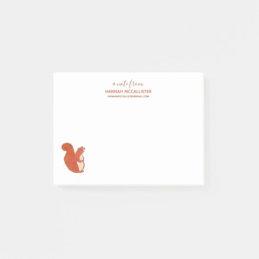 Post-it® Nom de l'écureuil mignon et note de contact (Devant)