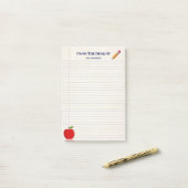 Post-it® Nom de l'enseignant de l'école mignonne Apple cray (Sur un bureau)