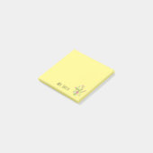 Post-it® Nom de l'enseignant monogramme floral jaune (Incliné)