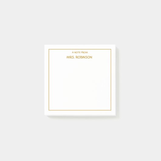 Post-it® Nom de l'enseignant personnalisé Script Gold profe (Devant)