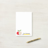 Post-it® Nom de l'enseignant Red Apple Yellow Pencil School (Sur un bureau)