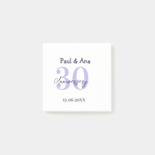 Post-it® nom de lettre gras violet 30e anniversaire simple (Devant)