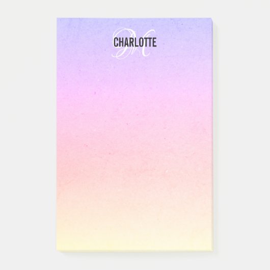 Post-it® Nom de monogramme arc-en-ciel moderne  (Devant)