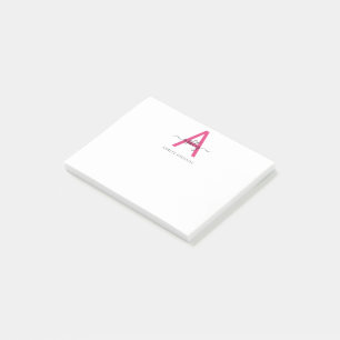Post-it® Nom de monogramme de script minimaliste rose chaud