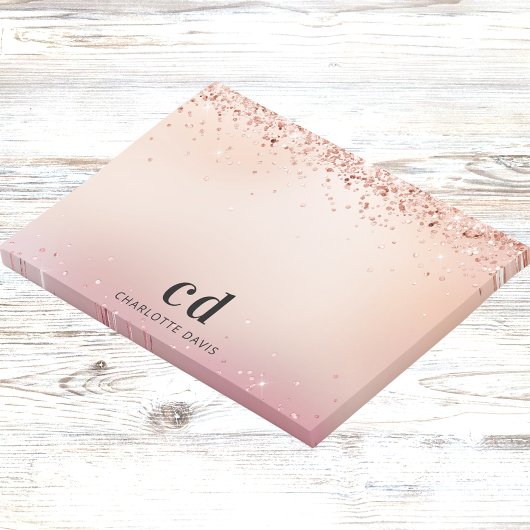 Post-it® Nom de monogramme rose pâle rose or