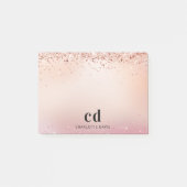 Post-it® Nom de monogramme rose pâle rose or (Devant)