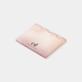 Post-it® Nom de monogramme rose pâle rose or (Incliné)