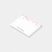 Post-it® Nom de script de fleur d'aquarelle rose élégant (Incliné)