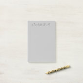 Post-it® Nom de script manuscrit minimaliste Gris (Sur un bureau)