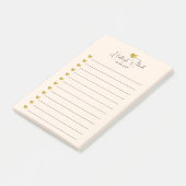 Post-it® Nom de script Monogramme Cœur Doré Pêche (Incliné)