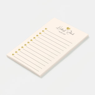 Post-it® Nom de script Monogramme Cœur Doré Pêche