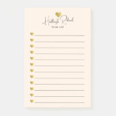 Post-it® Nom de script Monogramme Cœur Doré Pêche (Devant)
