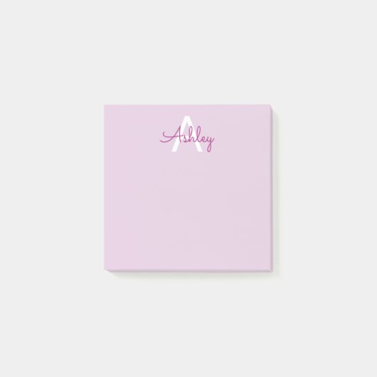 Post-it® Nom de script & monogramme | Magenta & Violet clai (Devant)