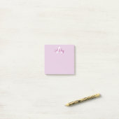 Post-it® Nom de script & monogramme | Magenta & Violet clai (Sur un bureau)