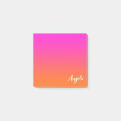 Post-it® Nom de script ombré rose magenta chaud orange vif (Devant)