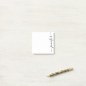 Post-it® Nom de script tendance, noir blanc personnalisé (Sur un bureau)