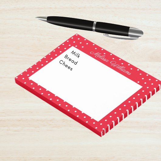 Post-it® Nom de signature Pois blanc et rouge