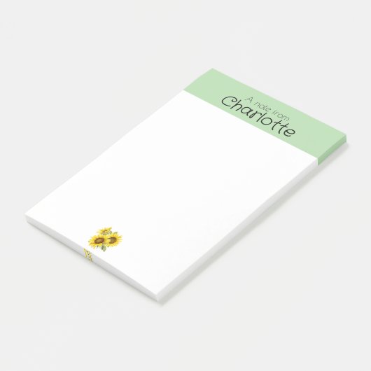 Post-it® Nom de tournesol vert jaune Post-it Notes (Incliné)