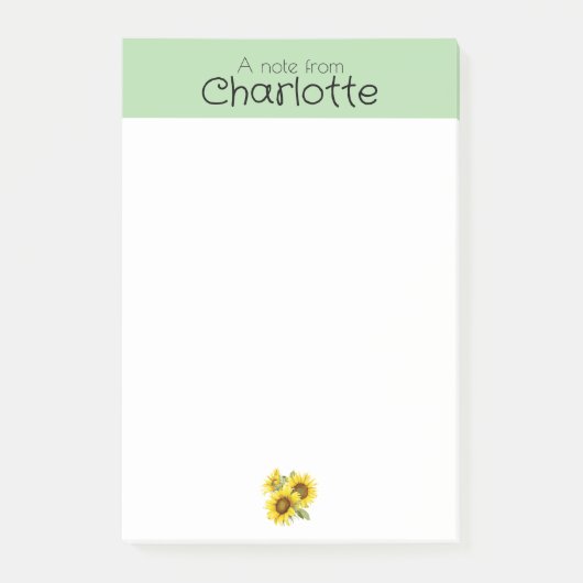 Post-it® Nom de tournesol vert jaune Post-it Notes (Devant)