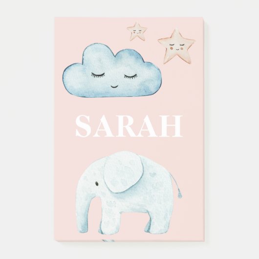 Post-it® Nom d'enfant Moderne Pastel Rose & Bleu (Devant)