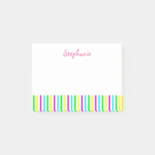 Post-it® Nom d'enfants personnalisé par rayures colorées