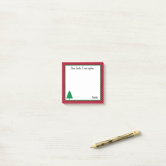 Post-it® Nom, Drôle Cher Père Noël Rouge Blanc Pois (Sur un bureau)