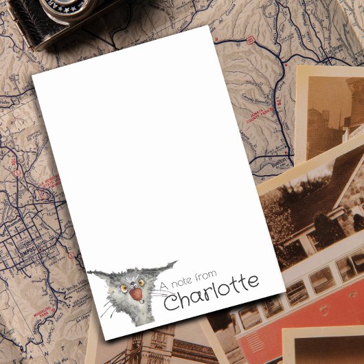 Post-it® Nom drôle de chat de dessin animé gris et d'abeill