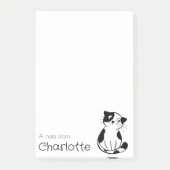 Post-it® Nom du chat de caricature blanc et noir (Devant)