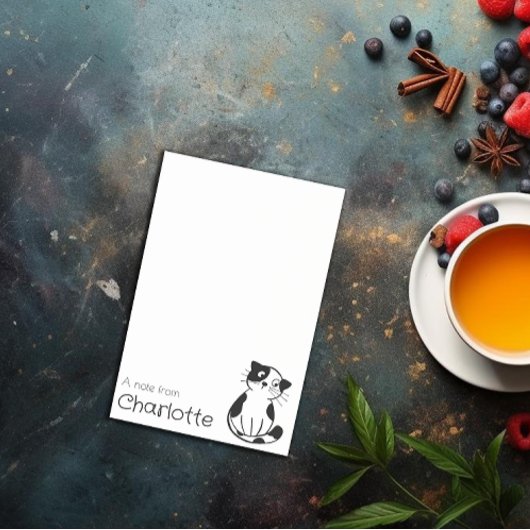 Post-it® Nom du chat de caricature blanc et noir