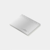 Post-it® Nom du monogramme en métal brossé argenté (Incliné)