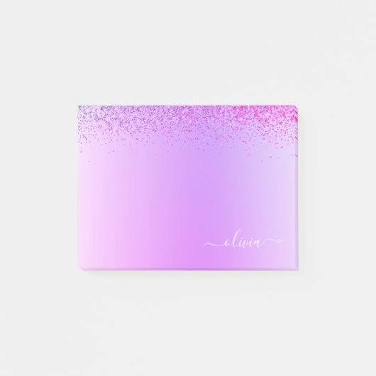 Post-it® Nom du monogramme en métal brossé violet (Devant)