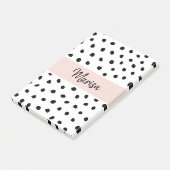 Post-it® Nom du monogramme moderne | Points rose et noir Pa (Incliné)
